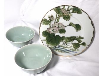3-piece Asian-style Bowl And Plate Lot