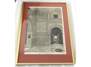 Antique Print Titled 'Fala Delle Due Sorelle'  Amazing Architectual Detail