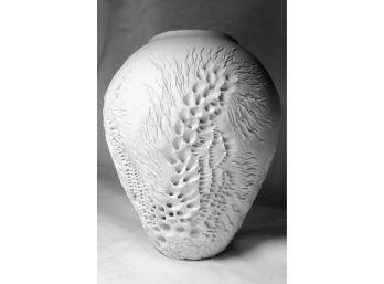 White Carved Clay Pot