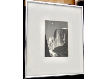 B/W Photographic Print  Of Moon And Half Dome By Ansel Adams