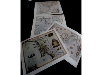 Lot Of 4 Historical Reproduction American Heritage Maps