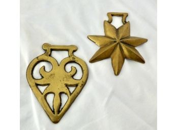 Vintage Brass Harness Medallion Pair
