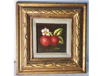 Framed Oil Painting Strawberries Signed
