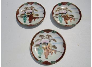 Set Of 3 Japanese Plates Hand Painted