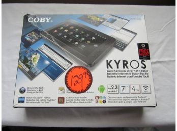 Coby Kyros MID7012 4GB, Wi-Fi, 7in - Black Complete In Box