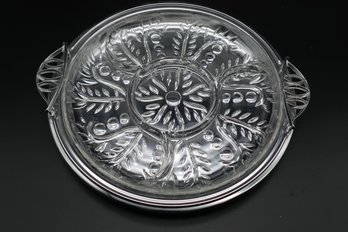Silver And Crystal Serving Tray Federal Glass