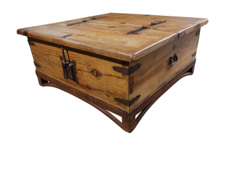 Rustic Locking Chest On A Steel Base