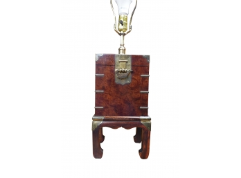 Vintage Tansu Style Mahogany Table Lamp Handpainted