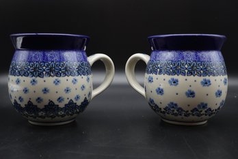 Ceramika Artystyczna Hand Painted Mugs Set Of 2