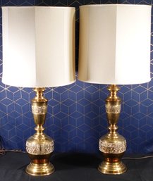 Hand Hammered Brass Set Of Lamps