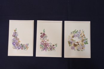Set Of Hand Pressed Flower Cards From 1980s