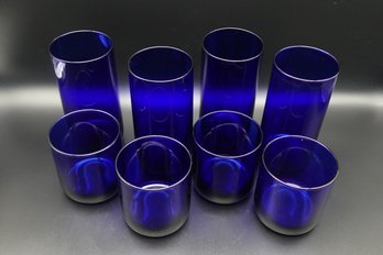 1 Of 2 Libbey Metropolitan Cobalt Blue 4 - Flat Juice Glass & 4 - Coolers