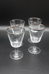 Vintage MCM Silver Rimmed Wine Glasses 1970s Wine Glasses Set Of 4