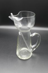Vintage 1960s MCM Martini Pitcher Handblown Glass, With A Glass Stirrer