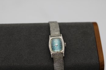Classic 1960s Seiko Ladies Sapphire Blue Face Watch Vintage Stainless Steel Bracelet Timepiece