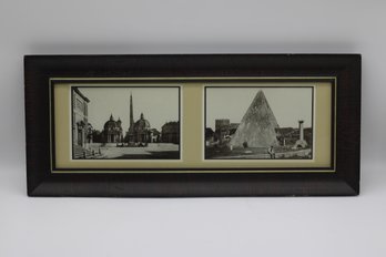 Vintage Dual-Scene Framed Print: Piazza Del Popolo & Pyramid Of Caius Cestius