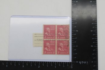 1938 U.S. #806 First Day Of Issue - John Adams 2 Cent Stamp Block - Historical Philatelic Item