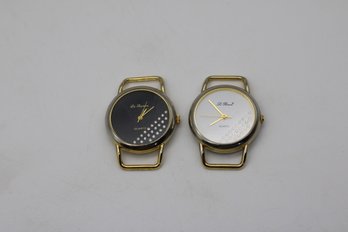 Vintage LeBaron Quartz Watches With Black And White Faces - Elegant Timepiece Duo