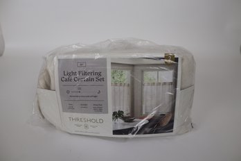 Threshold Light Filtering Caf Curtain Set - Beige Bonaire, 42x36 Inches 2 Panels