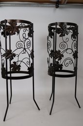 Vintage Partylite 3-Wick Seville Grape Leaf Wrought Iron Glass Candle Holder - Elegant Home Decor