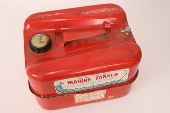 Vintage Small Red Metal Gasoline Can - 2.5 Gal Tin Tanker, Classic Storage Solution