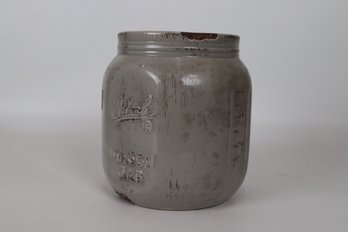 Vintage-Inspired Stoneware Mason Jar Canister - 108 Oz Cool Gray Storage Container