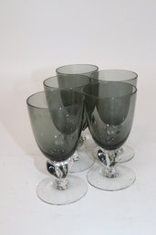Set Of 8 Seneca Driftwood Charcoal Bowl Wine Glasses - Mid-Century Modern Classic