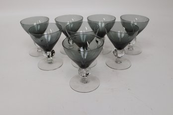 Sophisticated Seneca Smoke Glass Martini Set - Mid-Century 4oz Elegance