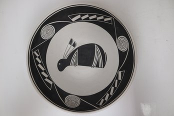 Authentic Acoma Pueblo Mimbres Rabbit Design Ceramic Bowl