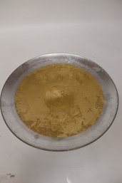 Italian Gold & Silver Leaf Glass Shallow Bowl/Platter  Grand Centerpiece 15.25