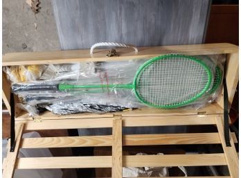 Yard Badminton Set In Wood Crate