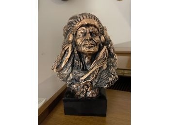 Copper Native American Indian Bust Statue