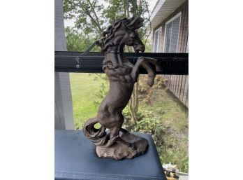 Vintage Rearing Stallion Cast Iron Statue