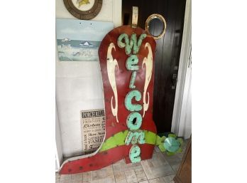 Huge Texas Western Boot Welcome Sign