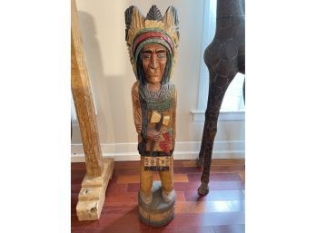Carved Wood Native American Indian Statue