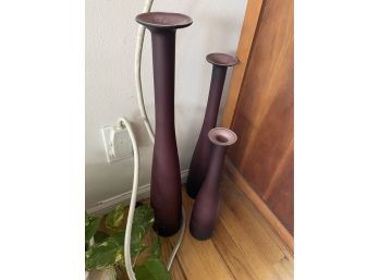 Purple Glass Trio Vases