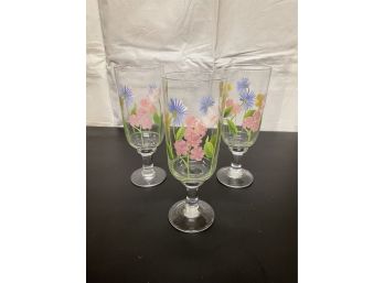 Vintage Painted Floral Glasses