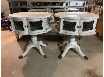 Antique French Provincial Side Tables With Cabinet