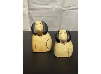 Vintage Carved Wood Dog Figures