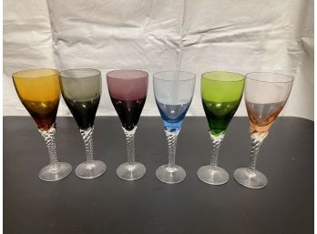 MCM Colored Twisted Stem Wine Glasses