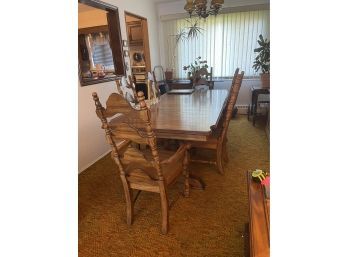 Vintage Expansion Dining Room Table , Chairs & Pads