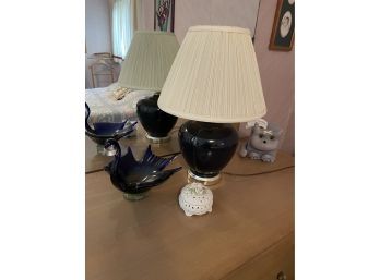 Vintage Murano Glass Swan, Trinket Box & Lamp