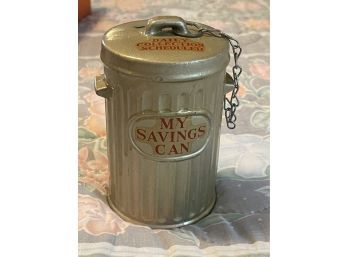 Vintage Savings Can Bank FILLED With Pennies