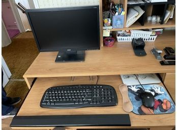 Acer Monitor, Logitech Keyboard, Mouse And Mickey Mouse Pad