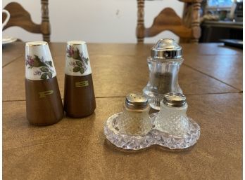 Cut Glass And Thimble Salt Pepper Shakers