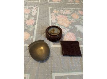 Vintage Coin Holders And Ship Trinket Box