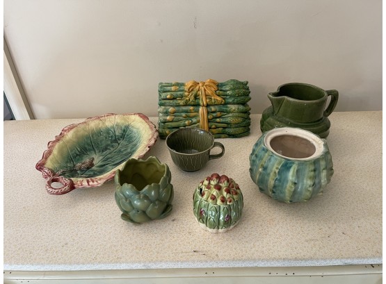 Antique Asparagus, Leaf, Cabbage Pottery