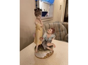 Antique Italiana Girl & Boy Statue