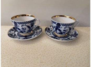 USSR Teacups & Saucers Duo Pair