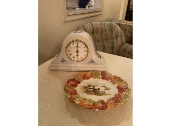 Laura Ashley Mantle Clock And Dish